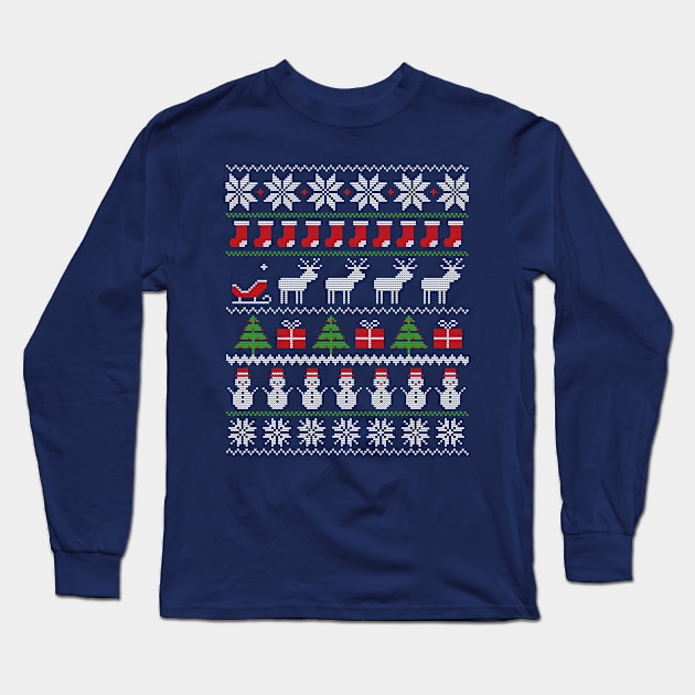 Ugly Christmas Xmas Sweater Funny Norwegian Pattern Gift Long Sleeve T-Shirt by peter2art